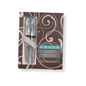 Cross Dalton Pen and Pencil Set Unisex OS Chrome Fluted Ballpoint 0.7mm Pencil